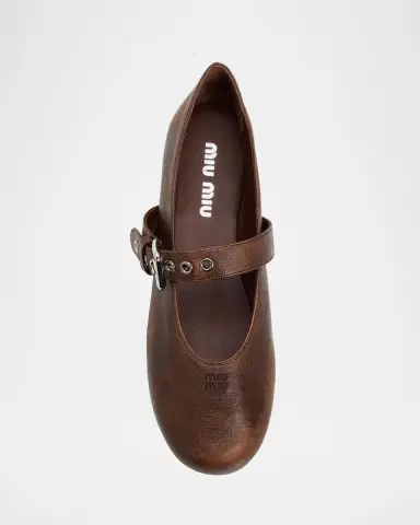 Miu Miu Nappa Leather Mary Jane Buckle Ballerina Flats | Thumbnail 6 Miu Miu Nappa Leather Mary Jane Buckle Ballerina Flats | Thumbnail 6