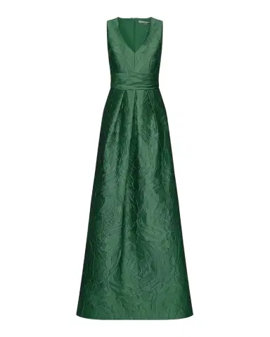 Kay Unger New York Mariah V-Neck Sleeveless Jacquard A-Line Gown | Thumbnail 1 Kay Unger New York Mariah V-Neck Sleeveless Jacquard A-Line Gown | Thumbnail 1