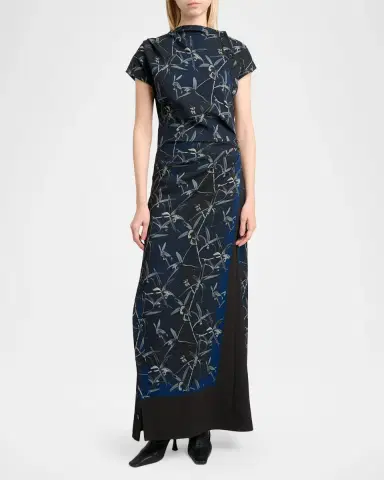 Proenza Schouler Anais Floral-Print Gathered Button-Side Maxi Dress | Thumbnail 2 Proenza Schouler Anais Floral-Print Gathered Button-Side Maxi Dress | Thumbnail 2