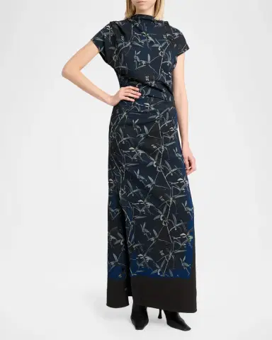 Proenza Schouler Anais Floral-Print Gathered Button-Side Maxi Dress | Thumbnail 4 Proenza Schouler Anais Floral-Print Gathered Button-Side Maxi Dress | Thumbnail 4