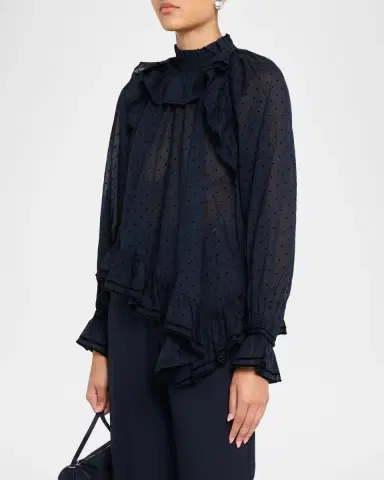 Ulla Johnson Marcella Long-Sleeve Asymmetric Cotton Blouse | Thumbnail 4 Ulla Johnson Marcella Long-Sleeve Asymmetric Cotton Blouse | Thumbnail 4