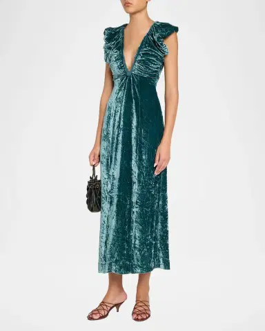 Ulla Johnson Astra Velvet V-Neck Dress | Thumbnail 4 Ulla Johnson Astra Velvet V-Neck Dress | Thumbnail 4