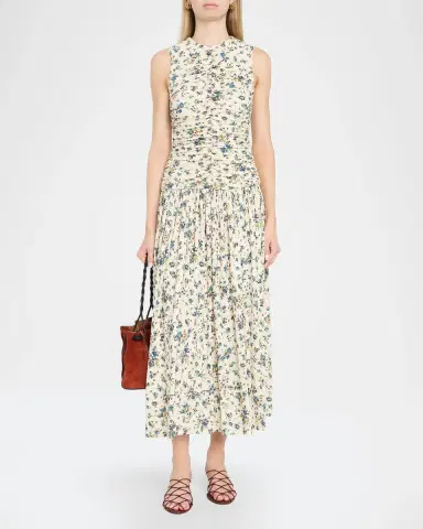 Ulla Johnson Elora Ruched Floral Jersey Midi Dress | Thumbnail 2 Ulla Johnson Elora Ruched Floral Jersey Midi Dress | Thumbnail 2