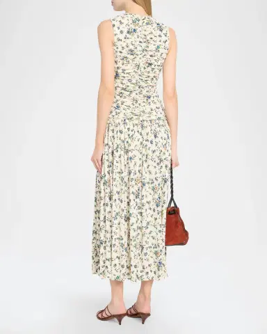 Ulla Johnson Elora Ruched Floral Jersey Midi Dress | Thumbnail 3 Ulla Johnson Elora Ruched Floral Jersey Midi Dress | Thumbnail 3