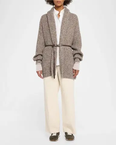 Brunello Cucinelli Micro Paillette Wool Knit Shawl-Collar Cardigan | Thumbnail 2 Brunello Cucinelli Micro Paillette Wool Knit Shawl-Collar Cardigan | Thumbnail 2