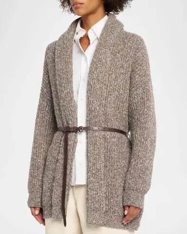 Brunello Cucinelli Micro Paillette Wool Knit Shawl-Collar Cardigan | Thumbnail 4 Brunello Cucinelli Micro Paillette Wool Knit Shawl-Collar Cardigan | Thumbnail 4