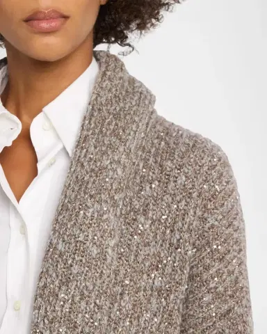 Brunello Cucinelli Micro Paillette Wool Knit Shawl-Collar Cardigan | Thumbnail 5 Brunello Cucinelli Micro Paillette Wool Knit Shawl-Collar Cardigan | Thumbnail 5