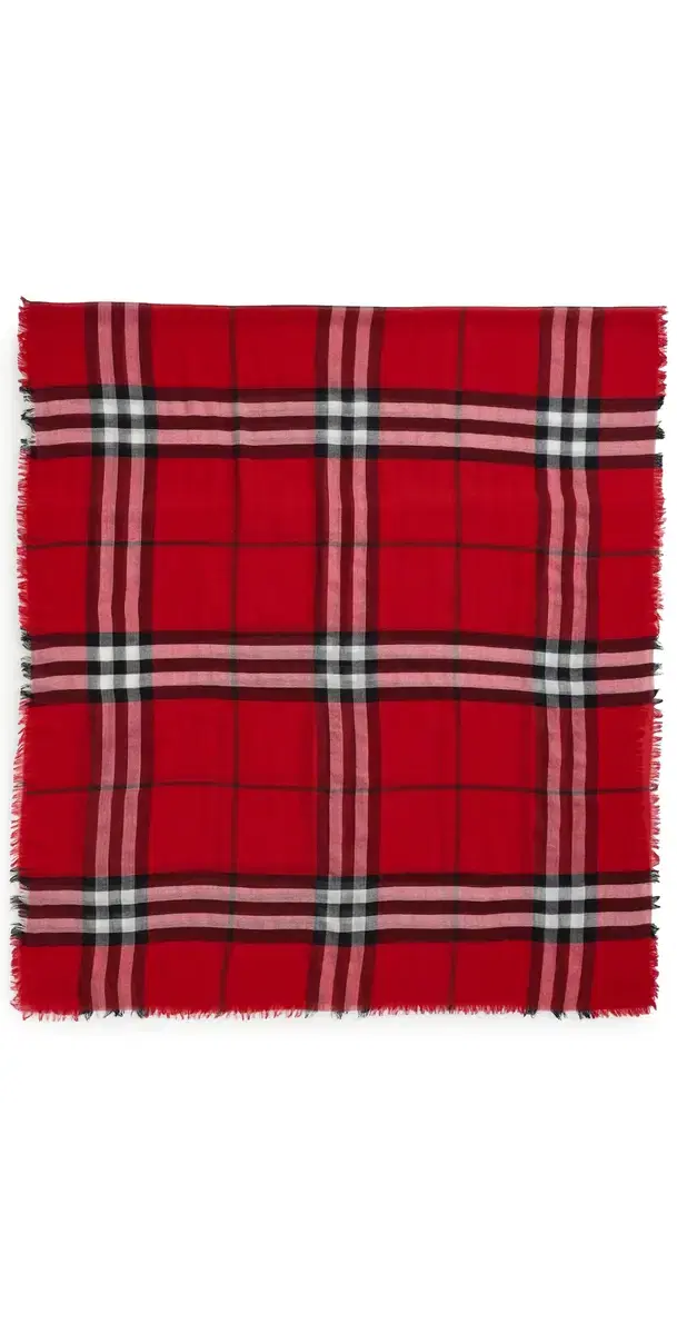 Wide Check Wool Scarf Oxblood Red One Size Wide Check Wool Scarf Oxblood Red One Size