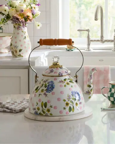 MacKenzie-Childs Wildflowers Large Pink Tea Kettle | Thumbnail 3 MacKenzie-Childs Wildflowers Large Pink Tea Kettle | Thumbnail 3