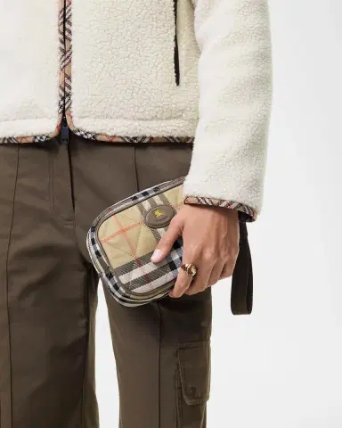 Burberry Horseshoe Quilted Check Wristlet Pouch Bag | Thumbnail 2 Burberry Horseshoe Quilted Check Wristlet Pouch Bag | Thumbnail 2