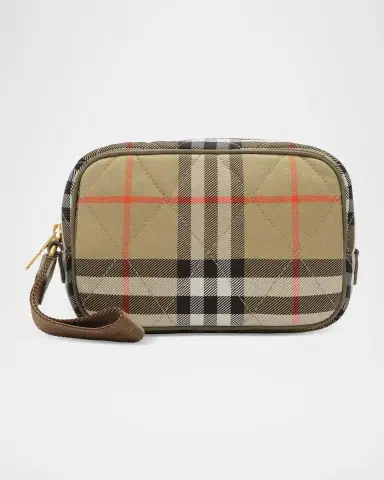 Burberry Horseshoe Quilted Check Wristlet Pouch Bag | Thumbnail 4 Burberry Horseshoe Quilted Check Wristlet Pouch Bag | Thumbnail 4