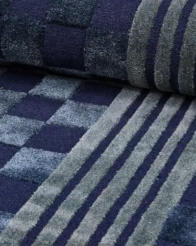 MacKenzie-Childs Indigo Blue Tonal Check Rug, 5 ' x 8 ' | Thumbnail 3 MacKenzie-Childs Indigo Blue Tonal Check Rug, 5 ' x 8 ' | Thumbnail 3