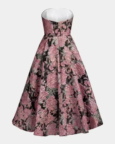 Mac Duggal Strapless Floral Brocade Midi-Dress | Thumbnail 5 Mac Duggal Strapless Floral Brocade Midi-Dress | Thumbnail 5
