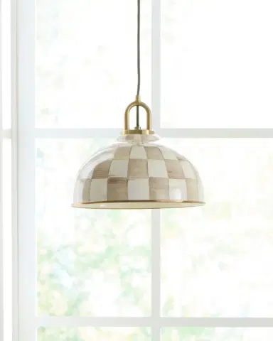 MacKenzie-Childs Mocha Check 12" Dome Pendant | Thumbnail 3 MacKenzie-Childs Mocha Check 12" Dome Pendant | Thumbnail 3