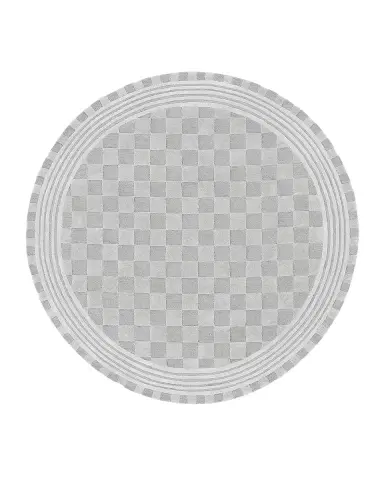 MacKenzie-Childs Light Grey Tonal Check Rug, 6 ' Round | Thumbnail 3 MacKenzie-Childs Light Grey Tonal Check Rug, 6 ' Round | Thumbnail 3