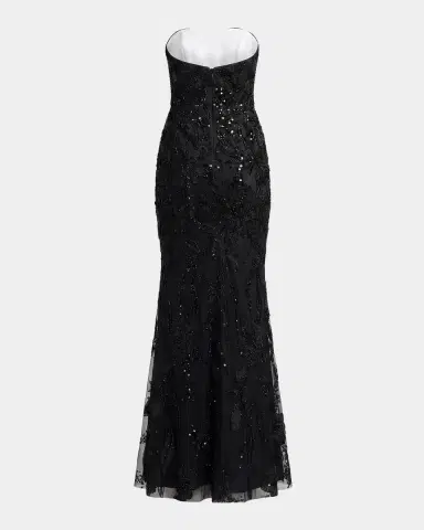 Mac Duggal Floral Embellished Mesh Strapless Column Gown | Thumbnail 5 Mac Duggal Floral Embellished Mesh Strapless Column Gown | Thumbnail 5