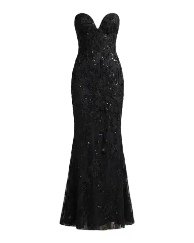 Mac Duggal Floral Embellished Mesh Strapless Column Gown | Thumbnail 1 Mac Duggal Floral Embellished Mesh Strapless Column Gown | Thumbnail 1