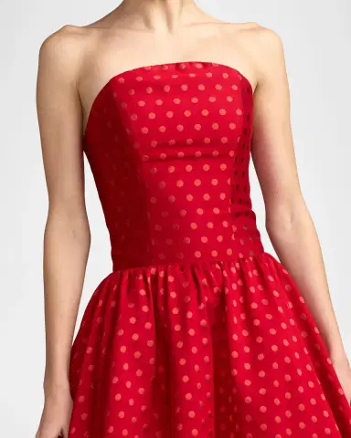 Mac Duggal Polka Dot Brocade Strapless Midi Dress | Thumbnail 4 Mac Duggal Polka Dot Brocade Strapless Midi Dress | Thumbnail 4