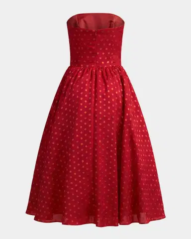 Mac Duggal Polka Dot Brocade Strapless Midi Dress | Thumbnail 5 Mac Duggal Polka Dot Brocade Strapless Midi Dress | Thumbnail 5