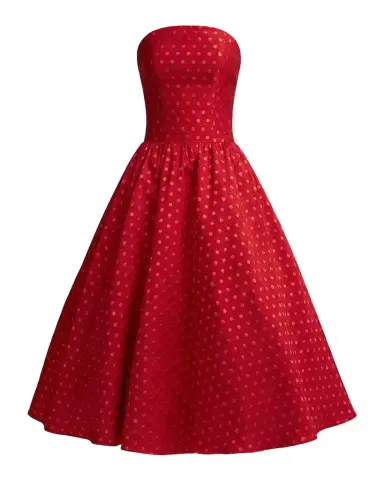 Mac Duggal Polka Dot Brocade Strapless Midi Dress | Thumbnail 1 Mac Duggal Polka Dot Brocade Strapless Midi Dress | Thumbnail 1