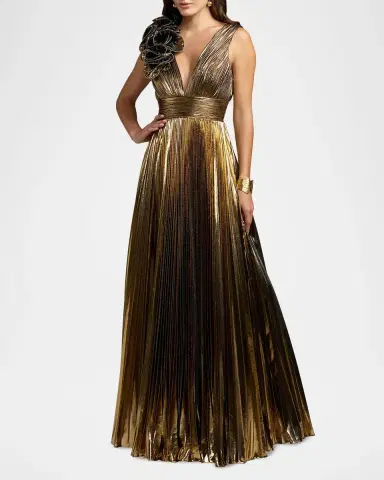 Mac Duggal Metallic Pleated Ombré Gown | Thumbnail 2 Mac Duggal Metallic Pleated Ombré Gown | Thumbnail 2
