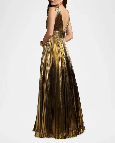 Mac Duggal Metallic Pleated Ombré Gown | Thumbnail 3 Mac Duggal Metallic Pleated Ombré Gown | Thumbnail 3