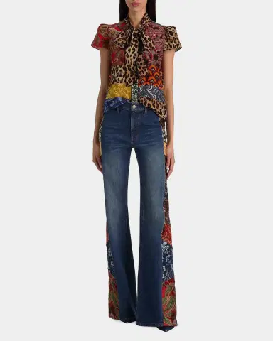 Alice + Olivia Jeannie Printed Silk Pussy-Bow Shirt | Thumbnail 2 Alice + Olivia Jeannie Printed Silk Pussy-Bow Shirt | Thumbnail 2
