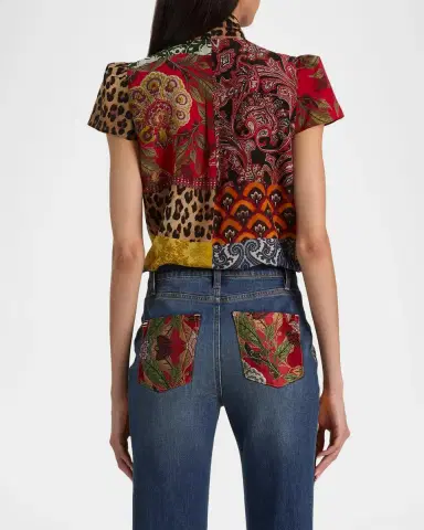 Alice + Olivia Jeannie Printed Silk Pussy-Bow Shirt | Thumbnail 3 Alice + Olivia Jeannie Printed Silk Pussy-Bow Shirt | Thumbnail 3