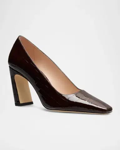 Stuart Weitzman Stassi 85MM Croc-Embossed Patent Leather Pumps | Thumbnail 2 Stuart Weitzman Stassi 85MM Croc-Embossed Patent Leather Pumps | Thumbnail 2