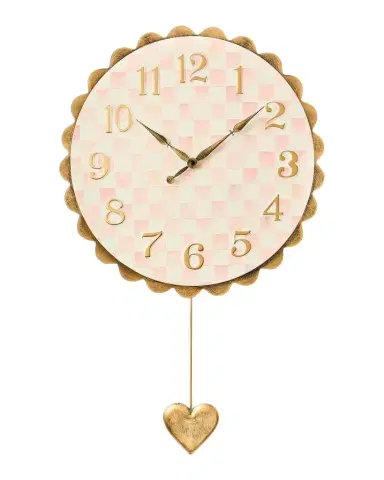 MacKenzie-Childs Rosy Check Heart Pendant Wall Clock | Thumbnail 1 MacKenzie-Childs Rosy Check Heart Pendant Wall Clock | Thumbnail 1