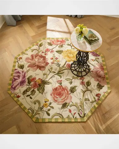 MacKenzie-Childs Golden Peonies Rug, 6 ' Octagon | Thumbnail 3 MacKenzie-Childs Golden Peonies Rug, 6 ' Octagon | Thumbnail 3