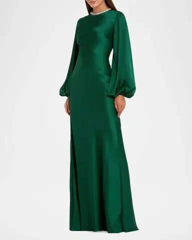 Mac Duggal Ieena Satin Sheath Gown | Thumbnail 2 Mac Duggal Ieena Satin Sheath Gown | Thumbnail 2