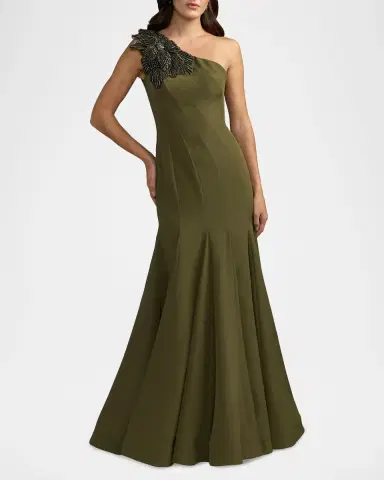 Mac Duggal Seamed Crepe One-Shoulder Gown | Thumbnail 2 Mac Duggal Seamed Crepe One-Shoulder Gown | Thumbnail 2
