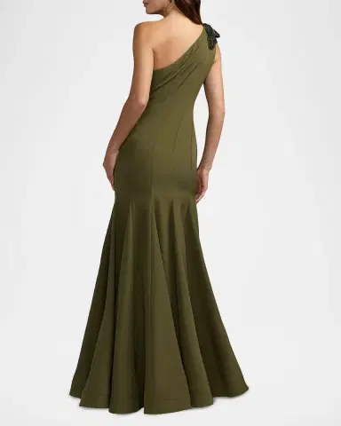Mac Duggal Seamed Crepe One-Shoulder Gown | Thumbnail 3 Mac Duggal Seamed Crepe One-Shoulder Gown | Thumbnail 3