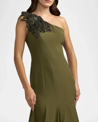 Mac Duggal Seamed Crepe One-Shoulder Gown | Thumbnail 4 Mac Duggal Seamed Crepe One-Shoulder Gown | Thumbnail 4