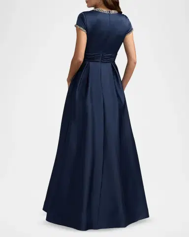 Mac Duggal Embellished Satin Cap-Sleeve Gown | Thumbnail 3 Mac Duggal Embellished Satin Cap-Sleeve Gown | Thumbnail 3