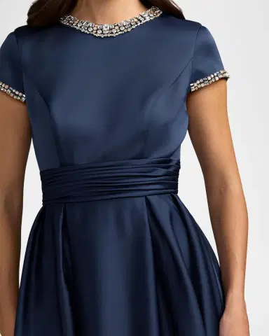 Mac Duggal Embellished Satin Cap-Sleeve Gown | Thumbnail 4 Mac Duggal Embellished Satin Cap-Sleeve Gown | Thumbnail 4