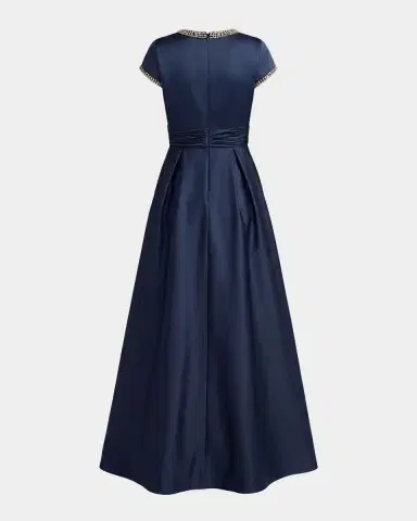 Mac Duggal Embellished Satin Cap-Sleeve Gown | Thumbnail 5 Mac Duggal Embellished Satin Cap-Sleeve Gown | Thumbnail 5