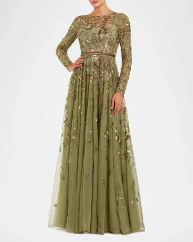 Mac Duggal Embellished Floral-Embroidered Mesh Gown | Thumbnail 2 Mac Duggal Embellished Floral-Embroidered Mesh Gown | Thumbnail 2