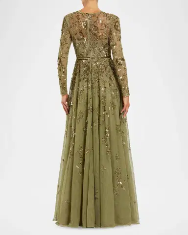 Mac Duggal Embellished Floral-Embroidered Mesh Gown | Thumbnail 3 Mac Duggal Embellished Floral-Embroidered Mesh Gown | Thumbnail 3