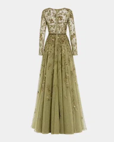 Mac Duggal Embellished Floral-Embroidered Mesh Gown | Thumbnail 5 Mac Duggal Embellished Floral-Embroidered Mesh Gown | Thumbnail 5