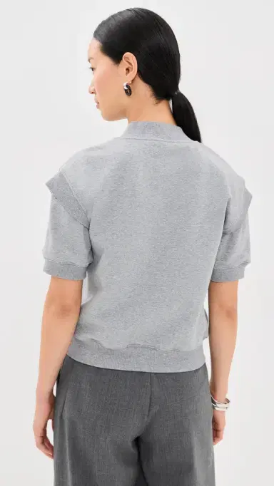 3.1 Phillip Lim V Neck French Terry Top ight Heather Grey | Thumbnail 3 3.1 Phillip Lim V Neck French Terry Top ight Heather Grey | Thumbnail 3