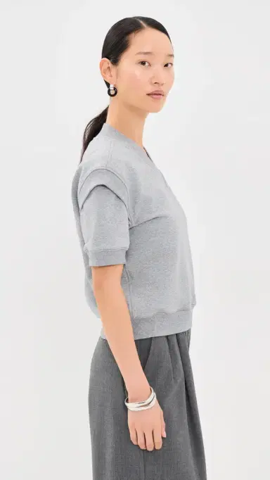 3.1 Phillip Lim V Neck French Terry Top ight Heather Grey | Thumbnail 4 3.1 Phillip Lim V Neck French Terry Top ight Heather Grey | Thumbnail 4