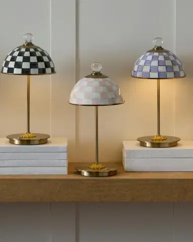 MacKenzie-Childs Rosy Check Rechargeable Dome Table Lamp | Thumbnail 3 MacKenzie-Childs Rosy Check Rechargeable Dome Table Lamp | Thumbnail 3