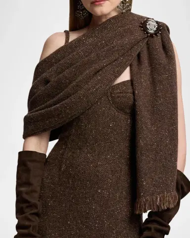 Ralph Lauren Collection Textured Tweed Knit Scarf | Thumbnail 3 Ralph Lauren Collection Textured Tweed Knit Scarf | Thumbnail 3
