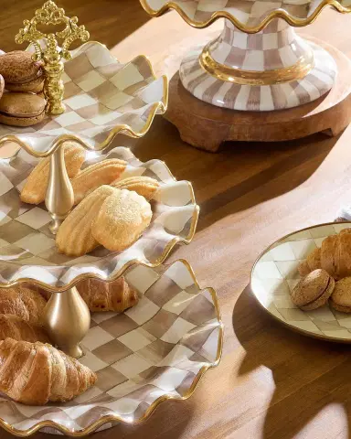 MacKenzie-Childs Mocha Check Ceramic 3-Tier Sweet Stand | Thumbnail 5 MacKenzie-Childs Mocha Check Ceramic 3-Tier Sweet Stand | Thumbnail 5