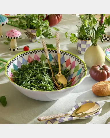MacKenzie-Childs Mocha Check Bistro 2-Piece Salad Serving Set | Thumbnail 2 MacKenzie-Childs Mocha Check Bistro 2-Piece Salad Serving Set | Thumbnail 2