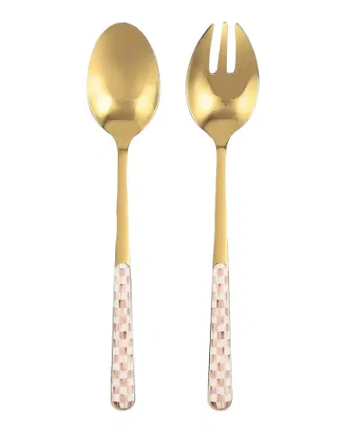 MacKenzie-Childs Mocha Check Bistro 2-Piece Salad Serving Set | Thumbnail 1 MacKenzie-Childs Mocha Check Bistro 2-Piece Salad Serving Set | Thumbnail 1