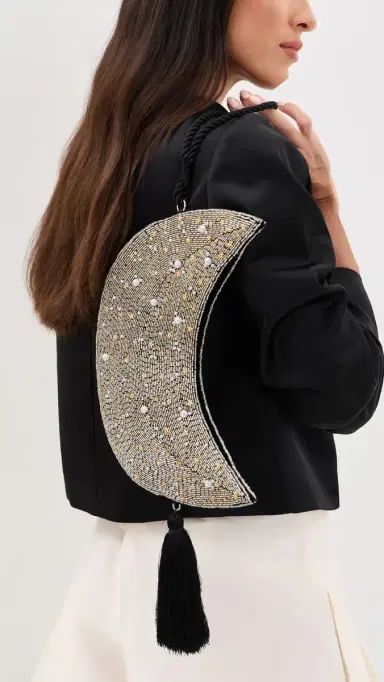 SIMONMILLER Beaded Crescent Wristlet Black/Silver One Size | Thumbnail 2 SIMONMILLER Beaded Crescent Wristlet Black/Silver One Size | Thumbnail 2