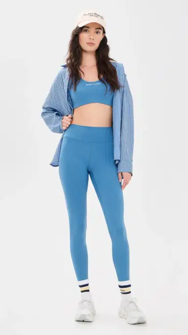Sporty & Rich Bold Logo ports Bra Dusty Blue White | Thumbnail 5 Sporty & Rich Bold Logo ports Bra Dusty Blue White | Thumbnail 5